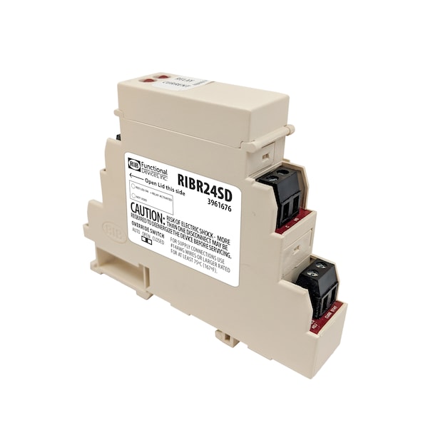 DIN Rail Mount Relay, 10 Amp DPDT + Override, 24 Vac/dc Coil
